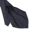CRAVATTA SARTORIALE 9 PIEGHE IN SETA BLU SCURO Microfantasia fiore
