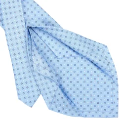 CRAVATTA SARTORIALE 5 PIEGHE IN SETA AZZURRA Microfantasia fiore