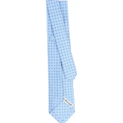 CRAVATTA SARTORIALE 5 PIEGHE IN SETA AZZURRA Microfantasia fiore