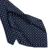CRAVATTA SARTORIALE 7 PIEGHE IN SETA BLU SCURO Microfantasia fiore