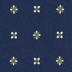 CRAVATTA SARTORIALE 9 PIEGHE IN SETA BLU SCURO Microfantasia fiore