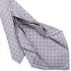 CRAVATTA SARTORIALE 7 PIEGHE IN SETA GRIGIO CHIARO Microfantasia fiore