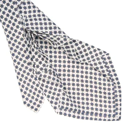 CRAVATTA SARTORIALE 9 PIEGHE IN SETA BIANCA Microfantasia fiore