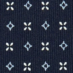 CRAVATTA SARTORIALE 9 PIEGHE IN SETA BLU SCURO Microfantasia fiore
