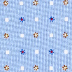 CRAVATTA SARTORIALE 9 PIEGHE IN SETA AZZURRA Microfantasia fiore