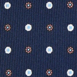 CRAVATTA SARTORIALE 5 PIEGHE IN SETA BLU SCUROMicrofantasia fiore