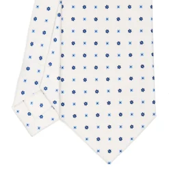 CRAVATTA SARTORIALE CLASSICA IN SETA BIANCA Microfantasia fiore