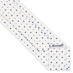 CRAVATTA SARTORIALE CLASSICA IN SETA BIANCA Microfantasia fiore
