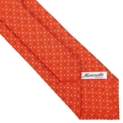 CRAVATTA SARTORIALE CLASSICA IN SETA ARANCIONE Microfantasia fiore
