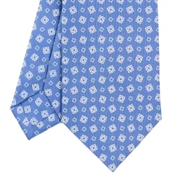 CRAVATTA SARTORIALE CLASSICA IN SETA AZZURRO POLVERE Microfantasia fiore