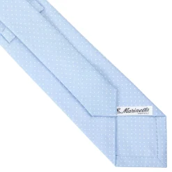 CRAVATTA SARTORIALE CLASSICA IN SETA AZZURRA Pois
