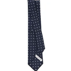 CRAVATTA SARTORIALE CLASSICA IN SETA BLU SCURO Microfantasia fiore