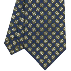 CRAVATTA SARTORIALE CLASSICA IN SETA BLU SCURO Microfantasia fiore
