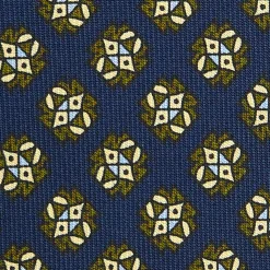 CRAVATTA SARTORIALE CLASSICA IN SETA BLU SCURO Microfantasia fiore