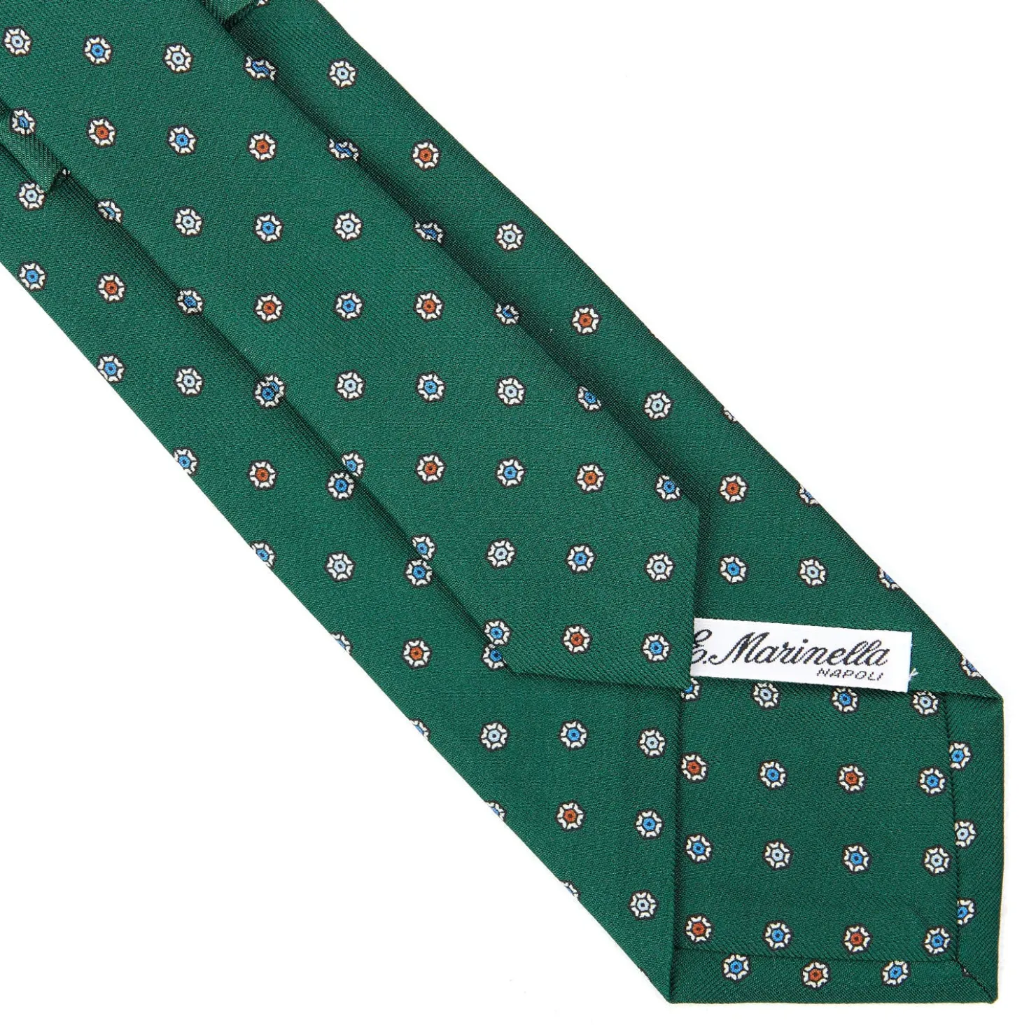 CRAVATTA SARTORIALE CLASSICA IN SETA VERDE SCURO Microfantasia fiore