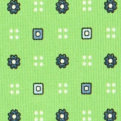 CRAVATTA SARTORIALE CLASSICA IN SETA VERDE CHIARO Microfantasia fiore