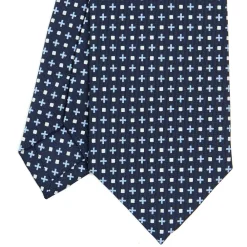 CRAVATTA SARTORIALE CLASSICA IN SETA BLU SCURO Microfantasia fiore