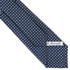 CRAVATTA SARTORIALE CLASSICA IN SETA BLU SCURO Microfantasia fiore