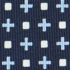 CRAVATTA SARTORIALE CLASSICA IN SETA BLU SCURO Microfantasia fiore