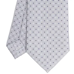 CRAVATTA SARTORIALE CLASSICA IN SETA GRIGIO CHIARO Microfantasia fiore