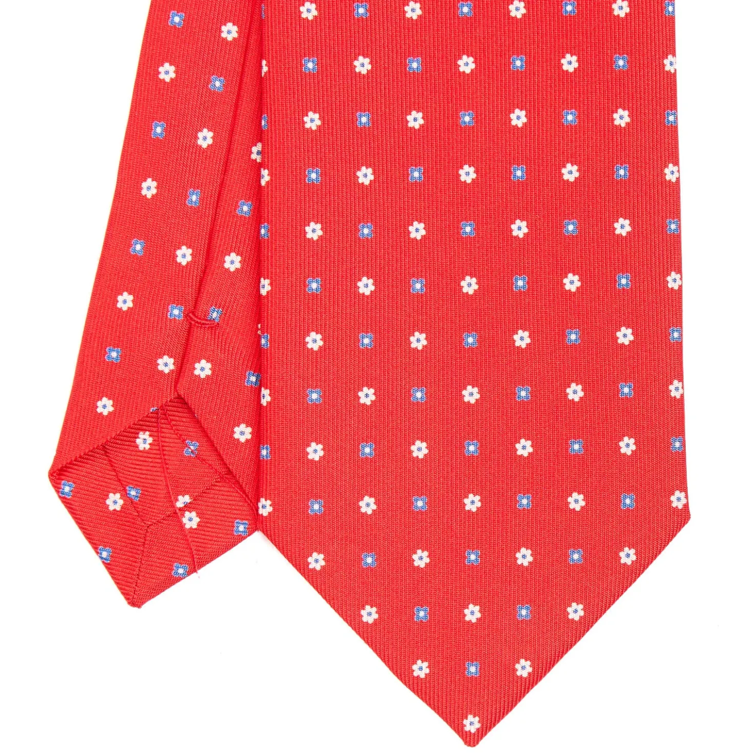 CRAVATTA SARTORIALE CLASSICA IN SETA ROSSA Microfantasia fiore