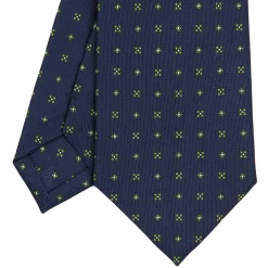 CRAVATTA SARTORIALE CLASSICA IN SETA BLU SCURO Microfantasia fiore
