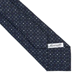 CRAVATTA SARTORIALE CLASSICA IN SETA BLU SCURO Microfantasia fiore