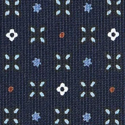 CRAVATTA SARTORIALE CLASSICA IN SETA BLU SCURO Microfantasia fiore