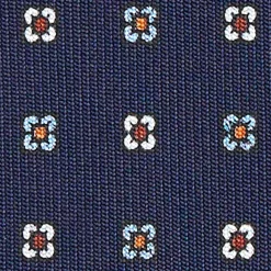 CRAVATTA SARTORIALE CLASSICA IN SETA BLU SCURO Microfantasia fiore