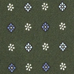 CRAVATTA SARTORIALE CLASSICA IN SETA VERDE OLIVA Microfantasia fiore