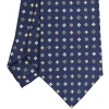 CRAVATTA SARTORIALE CLASSICA IN SETA BLU SCURO Microfantasia fiore