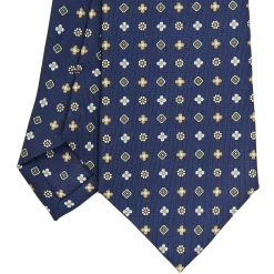 CRAVATTA SARTORIALE CLASSICA IN SETA BLU SCURO Microfantasia fiore