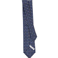 CRAVATTA SARTORIALE CLASSICA IN SETA BLU SCURO Microfantasia fiore