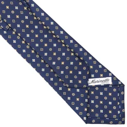 CRAVATTA SARTORIALE CLASSICA IN SETA BLU SCURO Microfantasia fiore