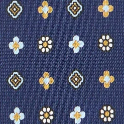 CRAVATTA SARTORIALE CLASSICA IN SETA BLU SCURO Microfantasia fiore