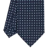 CRAVATTA SARTORIALE CLASSICA IN SETA BLU SCURO Microfantasia fiore