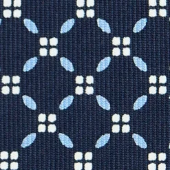 CRAVATTA SARTORIALE CLASSICA IN SETA BLU SCURO Microfantasia fiore