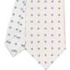 CRAVATTA SARTORIALE CLASSICA IN SETA BIANCA Microfantasia fiore