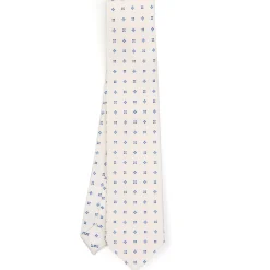 CRAVATTA SARTORIALE CLASSICA IN SETA BIANCA Microfantasia fiore