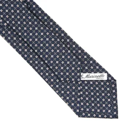 CRAVATTA SARTORIALE CLASSICA IN SETA BLU SCURO Microfantasia fiore