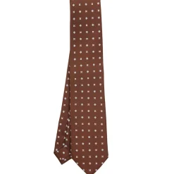 CRAVATTA SARTORIALE CLASSICA IN SETA MARRONE SCURO Microfantasia fiore