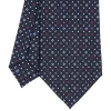 CRAVATTA SARTORIALE CLASSICA IN SETA BLU SCURO Microfantasia fiore