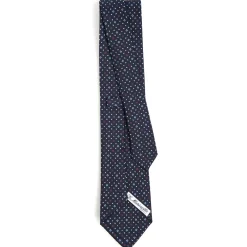 CRAVATTA SARTORIALE CLASSICA IN SETA BLU SCURO Microfantasia fiore