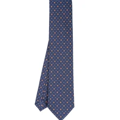 CRAVATTA SARTORIALE CLASSICA IN SETA BLU SCURO Microfantasia fiore