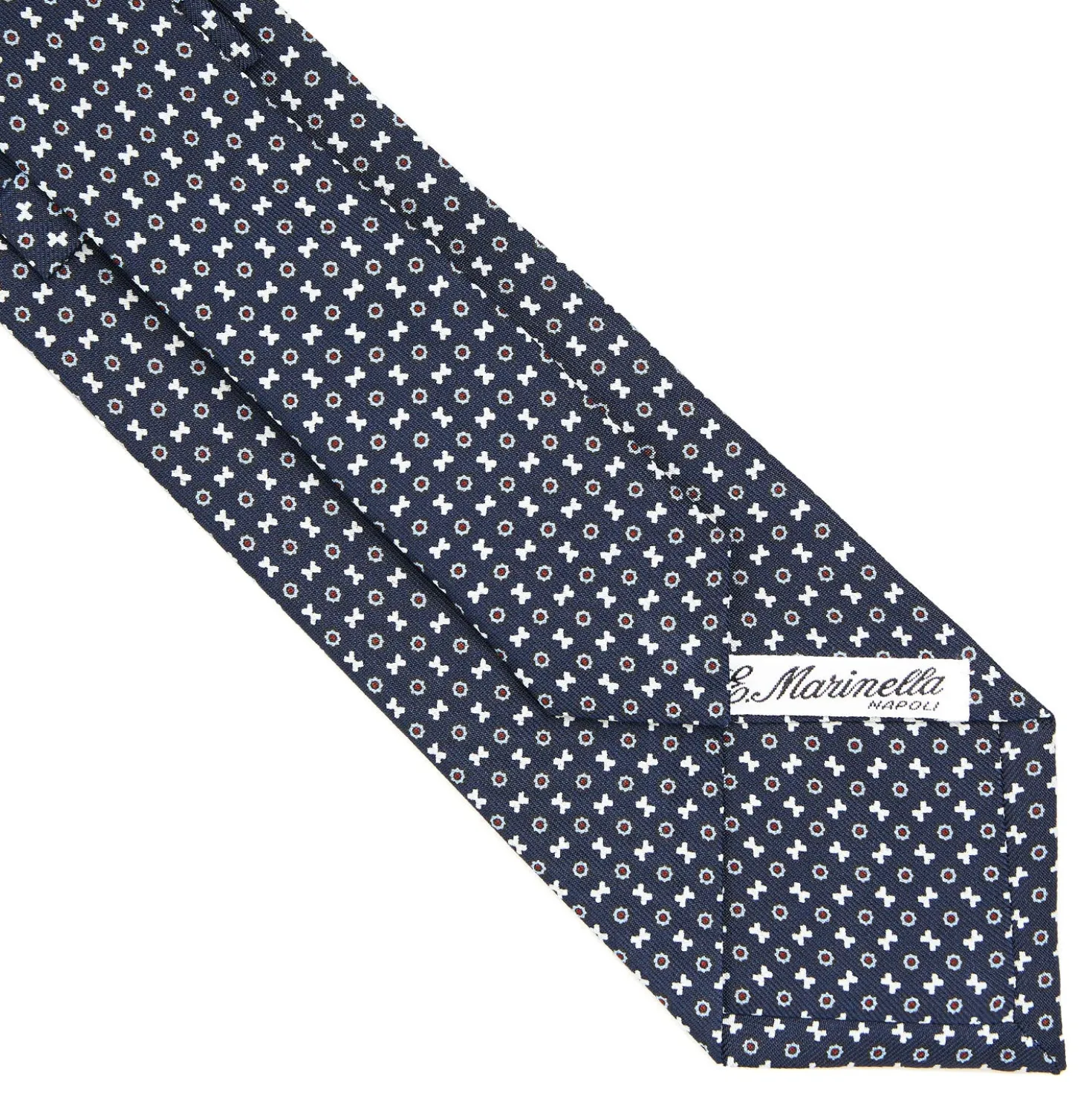 CRAVATTA SARTORIALE CLASSICA IN SETA BLU SCURO Microfantasia fiore