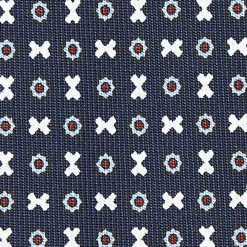 CRAVATTA SARTORIALE CLASSICA IN SETA BLU SCURO Microfantasia fiore