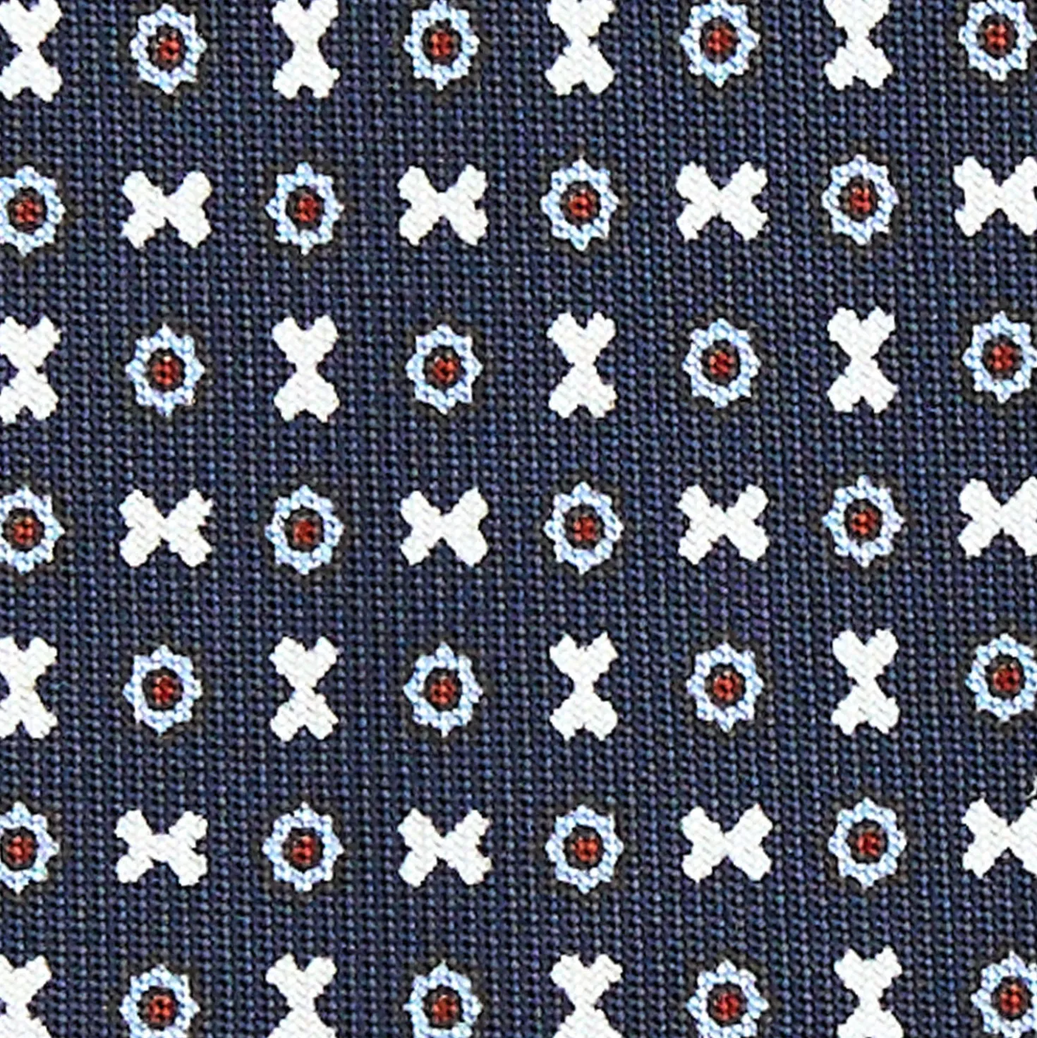CRAVATTA SARTORIALE CLASSICA IN SETA BLU SCURO Microfantasia fiore