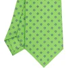 CRAVATTA SARTORIALE CLASSICA IN SETA VERDE CHIARO Microfantasia fiore