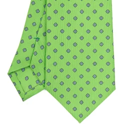 CRAVATTA SARTORIALE CLASSICA IN SETA VERDE CHIARO Microfantasia fiore