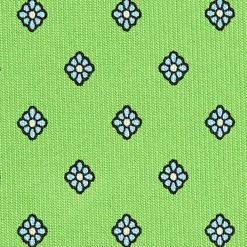 CRAVATTA SARTORIALE CLASSICA IN SETA VERDE CHIARO Microfantasia fiore